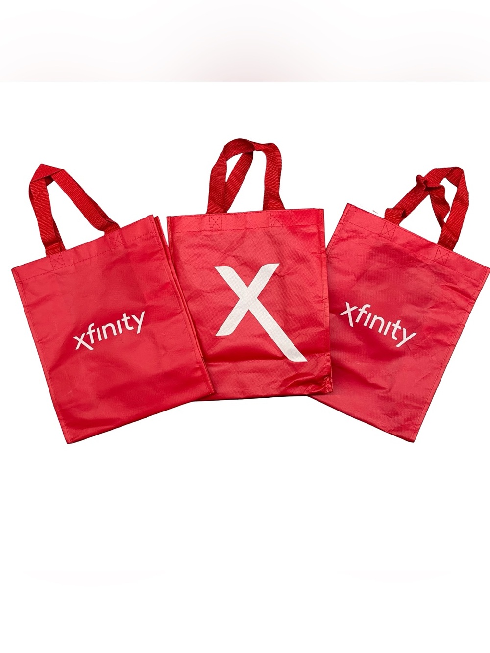 Xfinity Reusable Tote Bag Shopping Red Bundle Small Lot Of 3 12x10x4.5